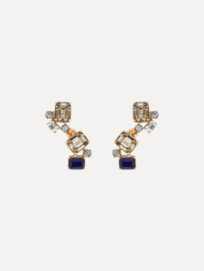 Scramble Crystal Drop Earrings Indigo Women Oscar De La Renta Earrings