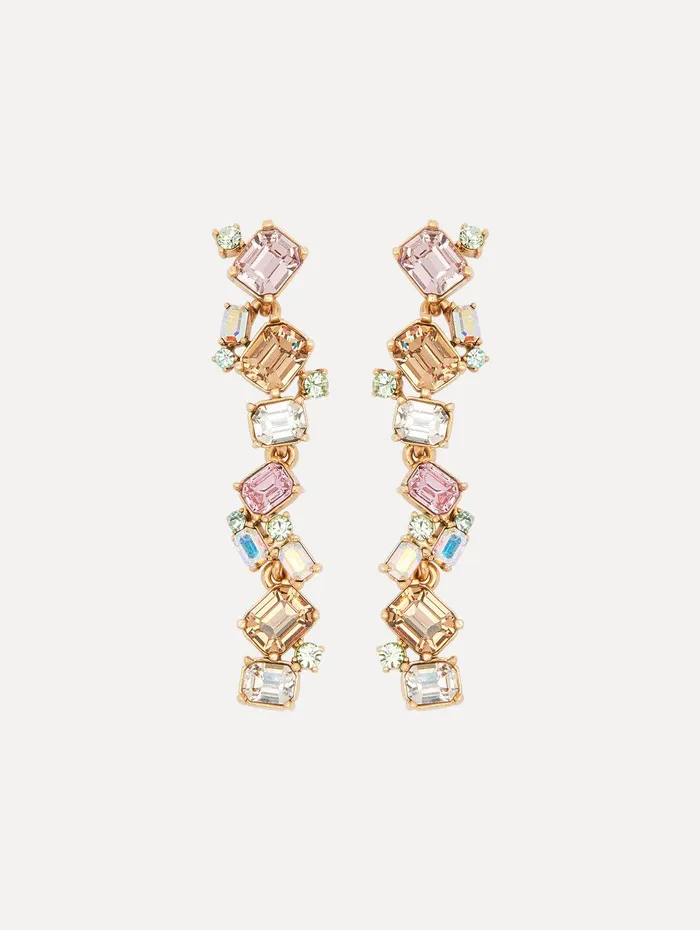 Scramble Crystal Strand Earrings Rose Gold Multi Women Oscar De La Renta Earrings Scramble Crystal Strand Earrings Rose Gold Multi Women Oscar De La Renta Earrings