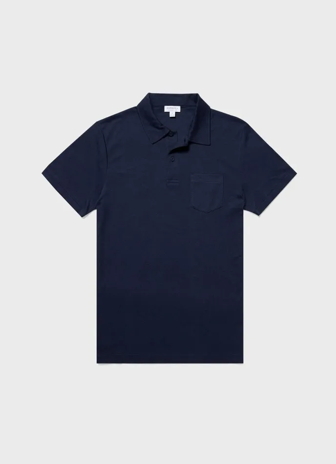 Sea Island Cotton Riviera Polo Shirt Navy Men SUNSPEL Polo Shirts
