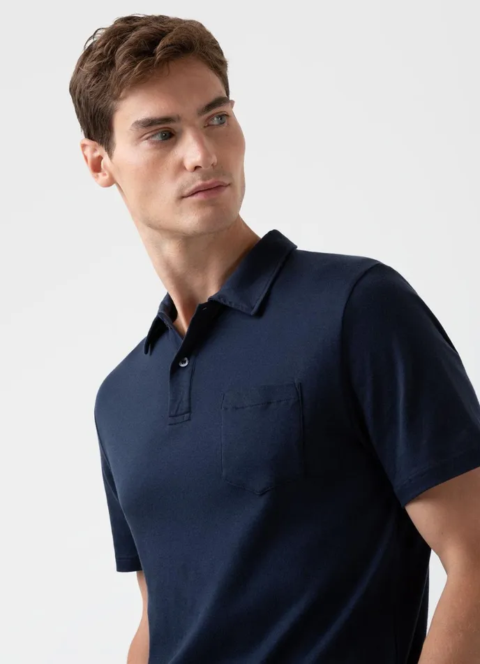 Sea Island Cotton Riviera Polo Shirt Navy Men SUNSPEL Polo Shirts