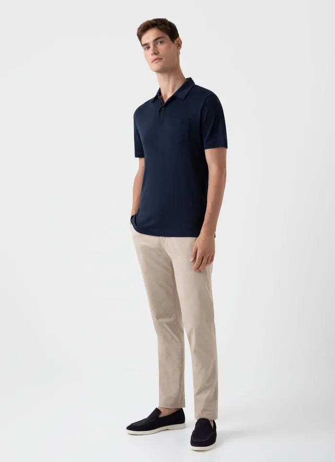 Sea Island Cotton Riviera Polo Shirt Navy Men SUNSPEL Polo Shirts