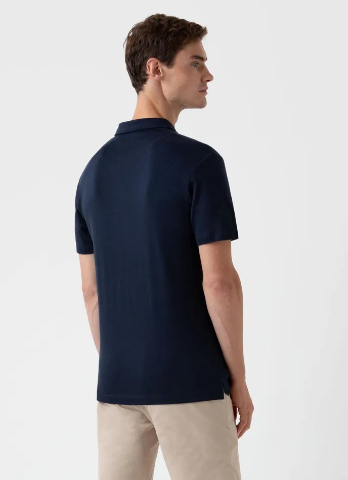 Sea Island Cotton Riviera Polo Shirt Navy Men SUNSPEL Polo Shirts