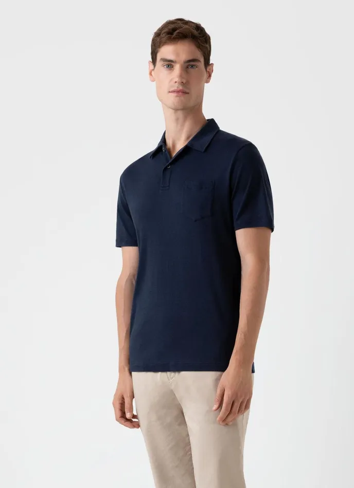 Sea Island Cotton Riviera Polo Shirt Navy Men SUNSPEL Polo Shirts