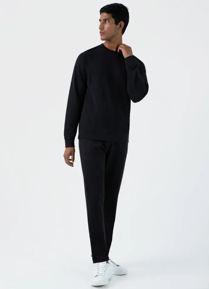 Sea Island Cotton Sweatshirt Black Men SUNSPEL Sweatshirts and Sweatpants