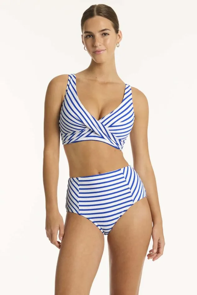 Sea Level Bottoms Amalfi Panelled High Waist Pant Amalfi Blue 8211 Women