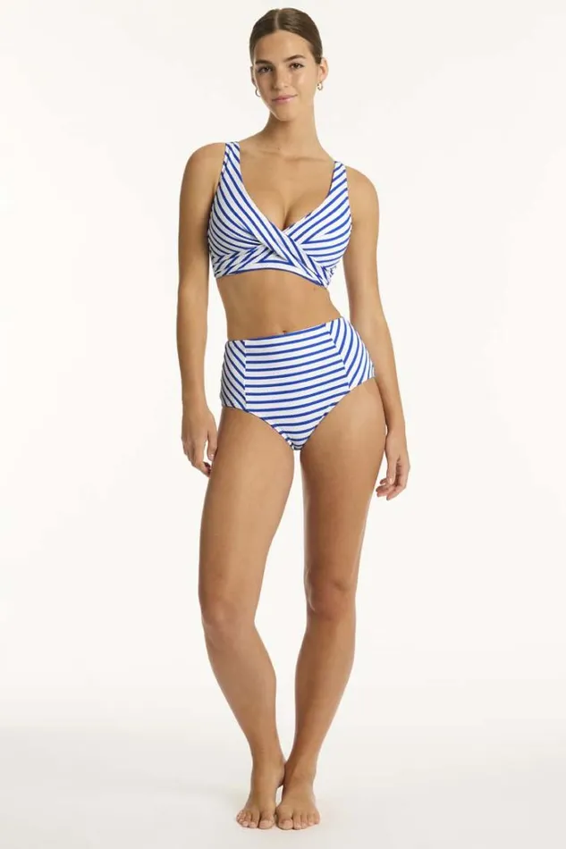 Sea Level Bottoms Amalfi Panelled High Waist Pant Amalfi Blue 8211 Women