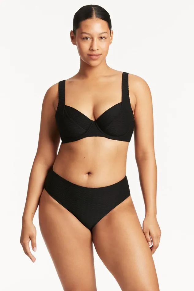 Sea Level Bottoms Honeycomb Mid Bikini Pant Honeycomb Black 8211 Women
