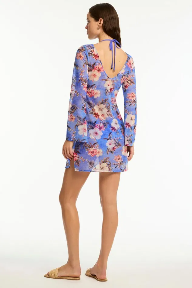 Sea Level Dresses Blue Hawaii Mesh Short Dress Blue Hawaii 8211 Women