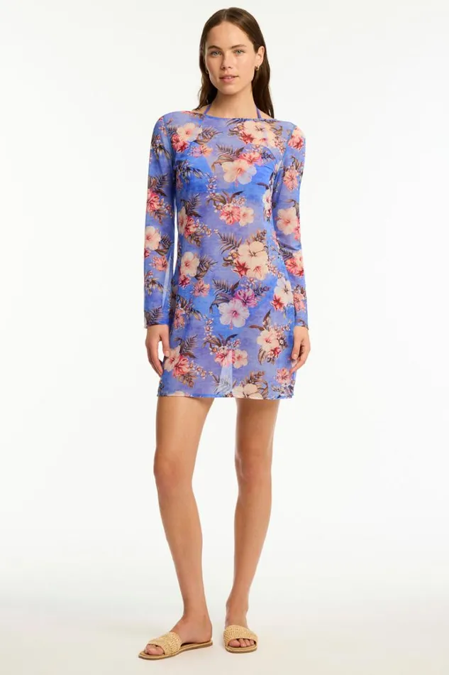 Sea Level Dresses Blue Hawaii Mesh Short Dress Blue Hawaii 8211 Women