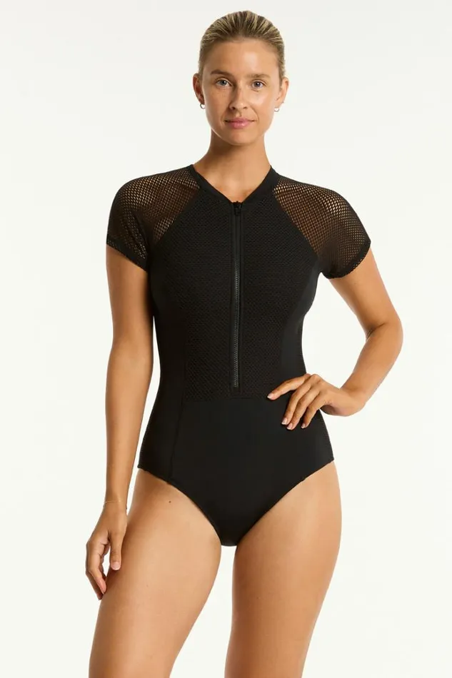 Sea Level One Pieces Drift Short Sleeve One Piece Drift Black 8211 Women