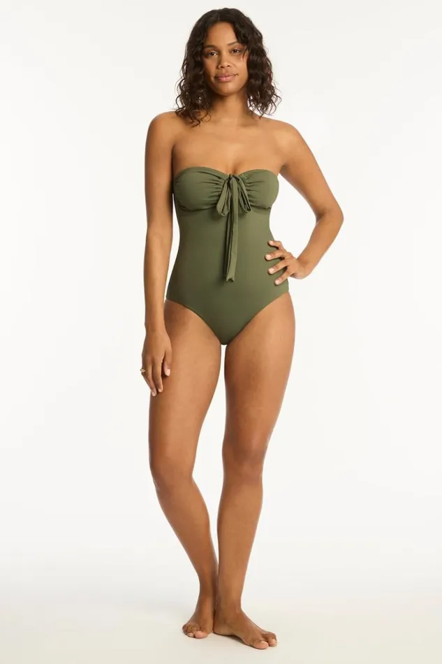 Sea Level One Pieces Eco Essentials Halter Bandeau One Piece Eco Essentials Khaki 8211 Women