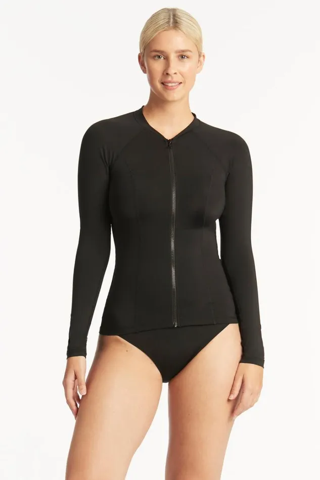 Sea Level Surf Suits and Rash Vests Eco Essentials Long Sleeve Rash Vest Eco Essentials Black 8211 Women