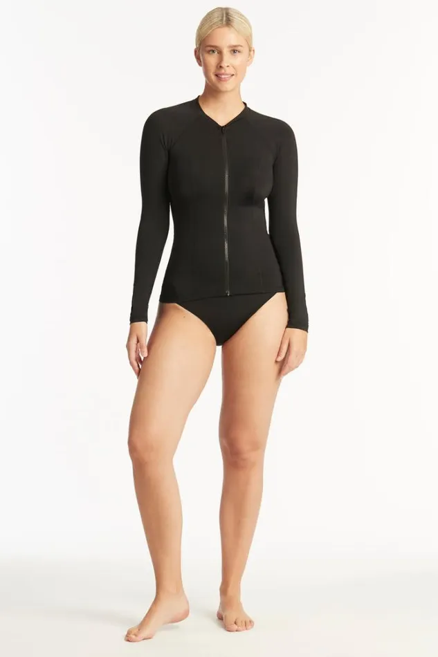 Sea Level Surf Suits and Rash Vests Eco Essentials Long Sleeve Rash Vest Eco Essentials Black 8211 Women