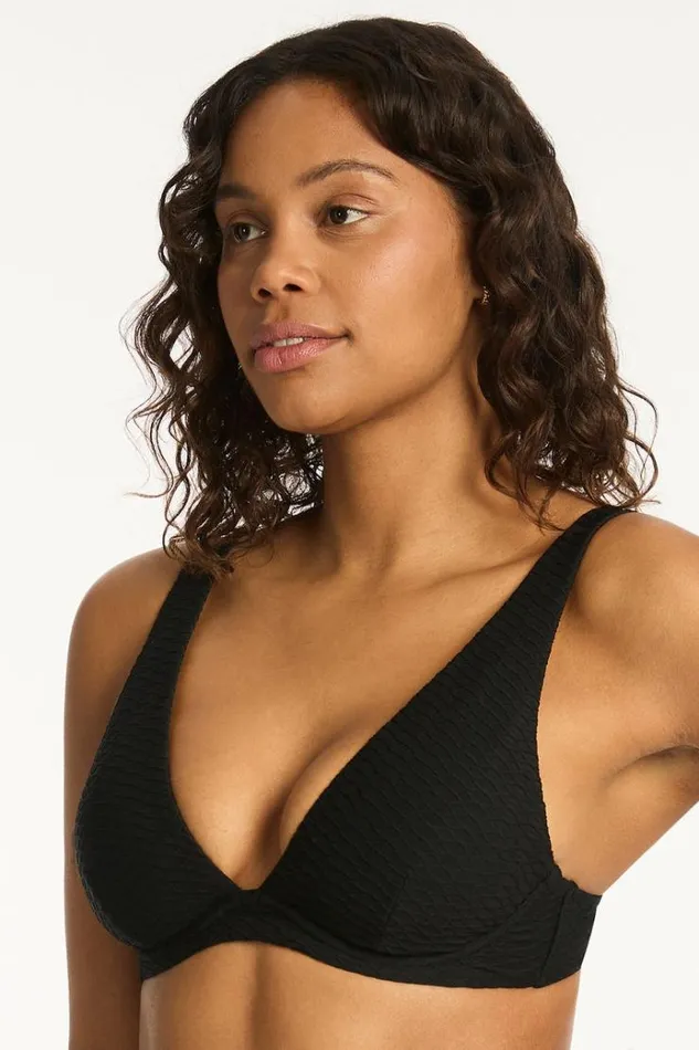 Sea Level Tops Honeycomb Longline Underwire Bra Honeycomb Black 8211 Women