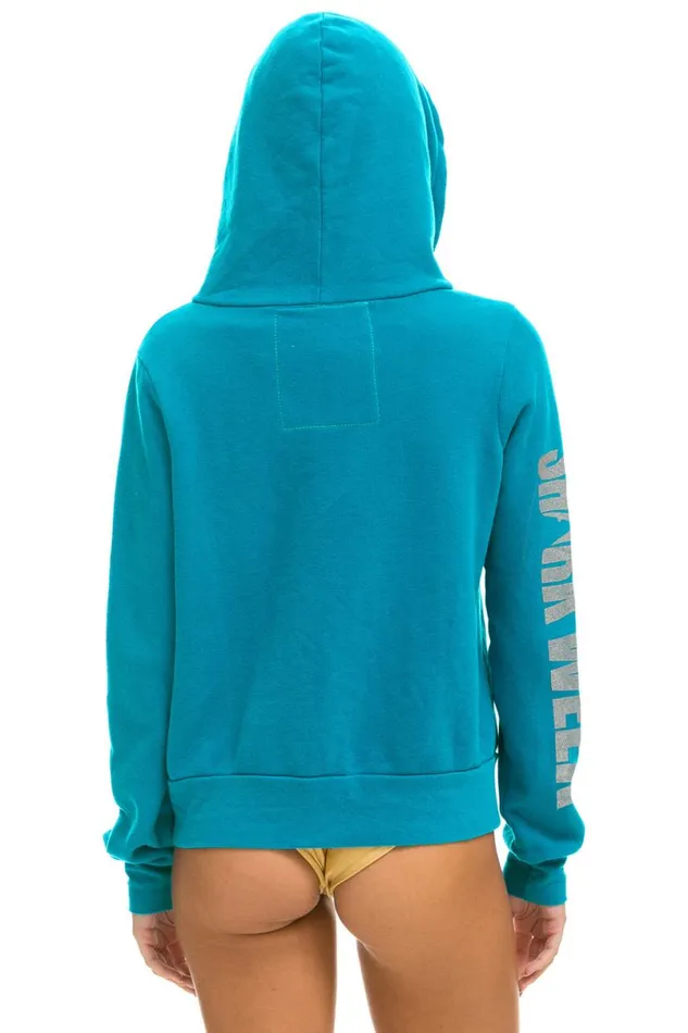 Shark Week 2024 Zip Hoodie 8211 Teal WomenMen Aviator Nation Hoodies