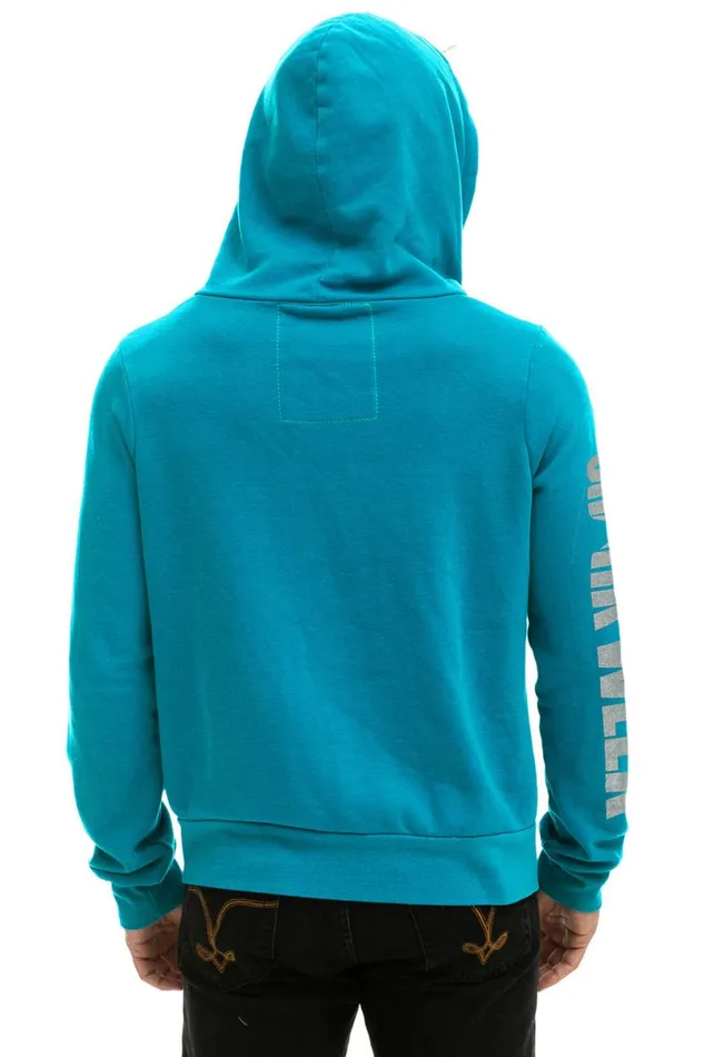 Shark Week 2024 Zip Hoodie 8211 Teal WomenMen Aviator Nation Hoodies