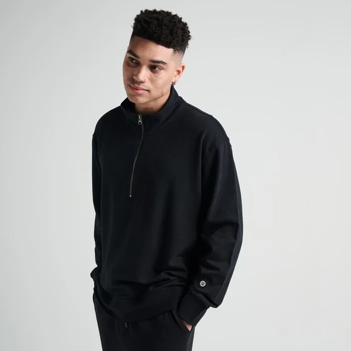 Shelter 12 Zip Butter Blend Pullover Black Men Stance Sweatshirts and Hoodies