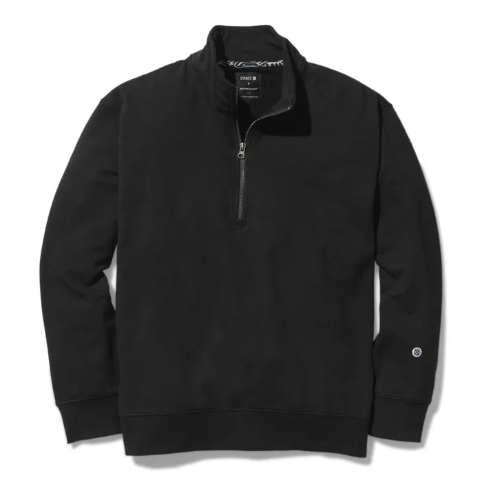 Shelter 12 Zip Butter Blend Pullover Black Men Stance Sweatshirts and Hoodies