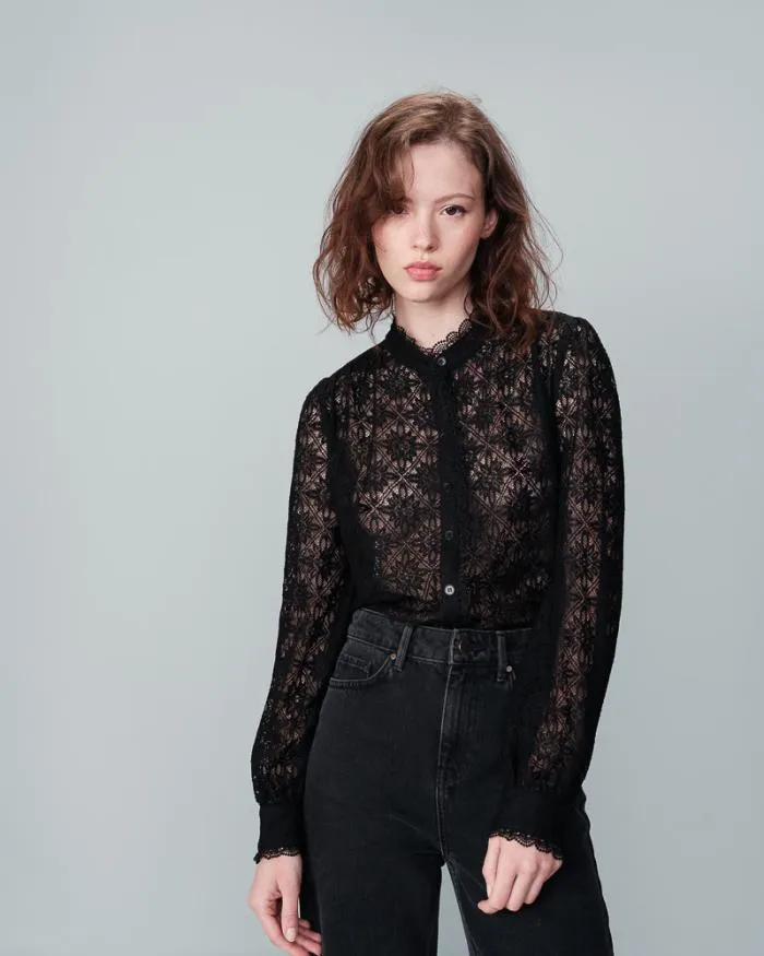 SHIRT NOIR NORA Shop Grace and Mila Lace Shirts