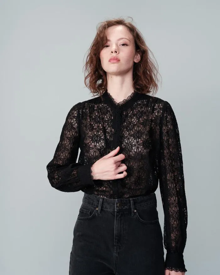 SHIRT NOIR NORA Shop Grace and Mila Lace Shirts