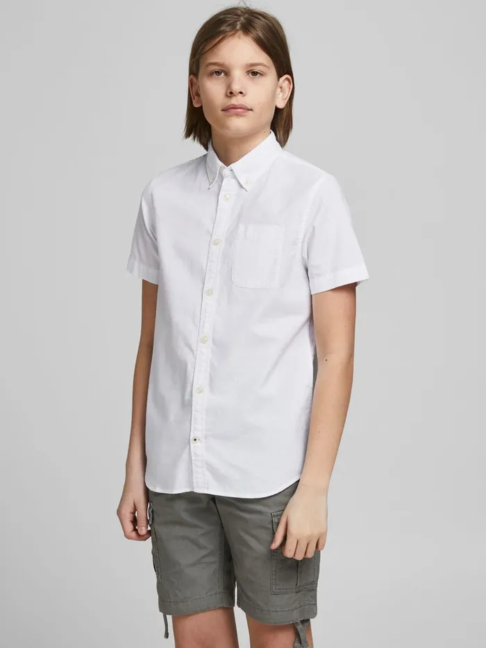 Shirts JACK and JONES Junior BOYS OXFORD SHORT SLEEVED SHIRT White White Gift Ideas Shirts JACK and JONES Junior BOYS OXFORD SHORT SLEEVED SHIRT White White Gift Ideas