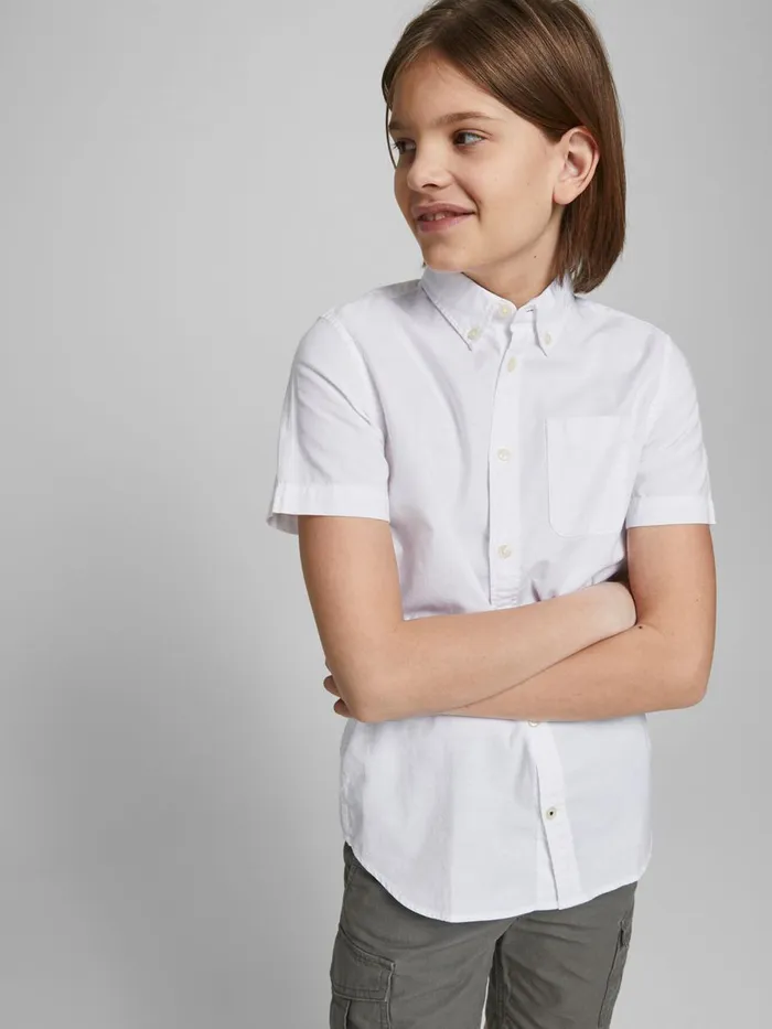 Shirts JACK and JONES Junior BOYS OXFORD SHORT SLEEVED SHIRT White White Gift Ideas