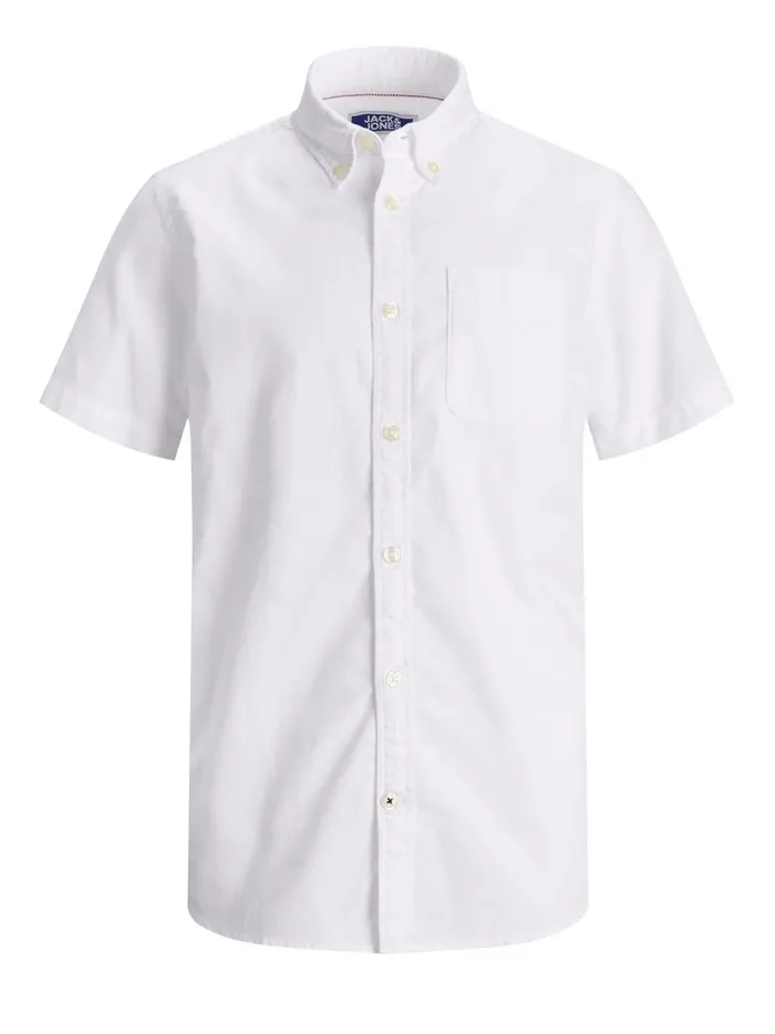 Shirts JACK and JONES Junior BOYS OXFORD SHORT SLEEVED SHIRT White White Gift Ideas