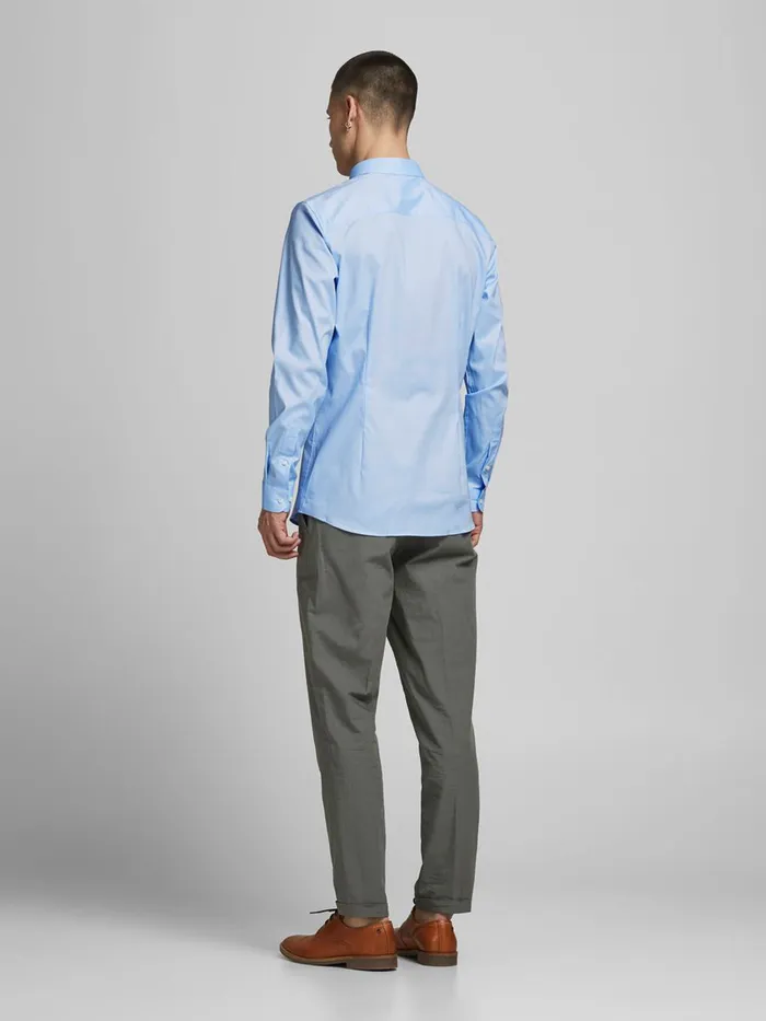 Shirts JACK and JONES Mens 2PACK SATIN SUPER SLIM FIT SHIRT Blue Cashmere Blue For Sale