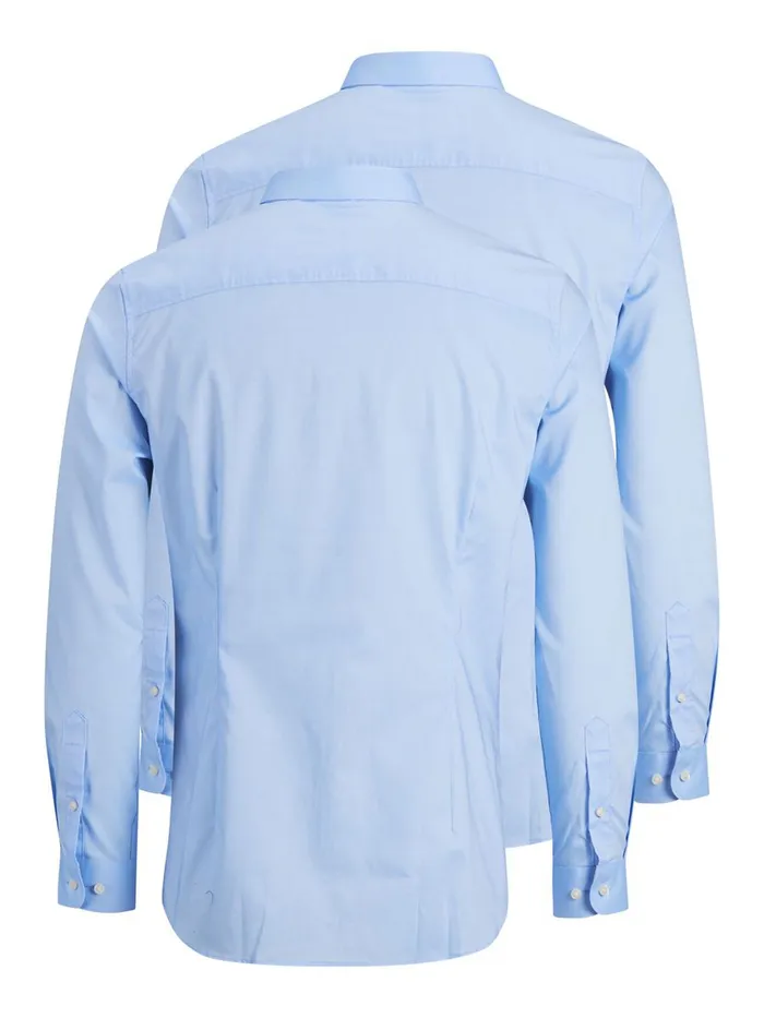 Shirts JACK and JONES Mens 2PACK SATIN SUPER SLIM FIT SHIRT Blue Cashmere Blue For Sale