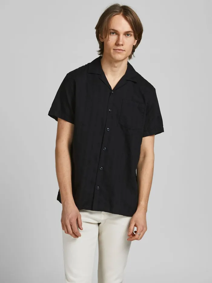 Shirts JACK and JONES Mens DOBBY RESORT SHORT SLEEVED SHIRT Black Black Online Shirts JACK and JONES Mens DOBBY RESORT SHORT SLEEVED SHIRT Black Black Online