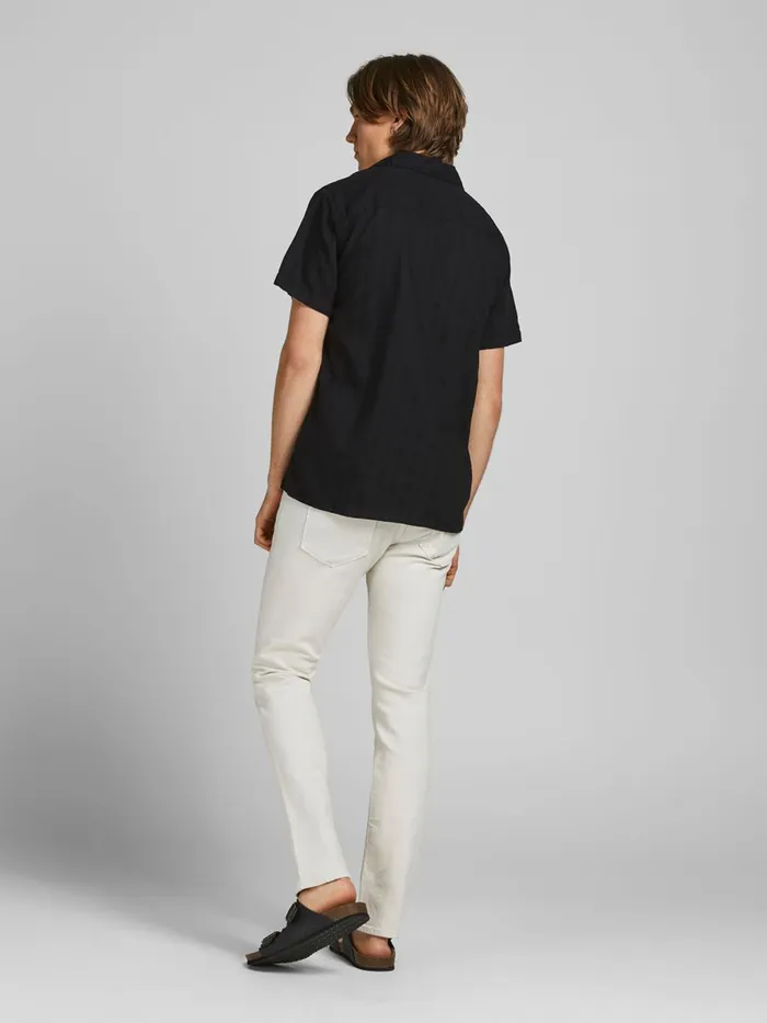 Shirts JACK and JONES Mens DOBBY RESORT SHORT SLEEVED SHIRT Black Black Online
