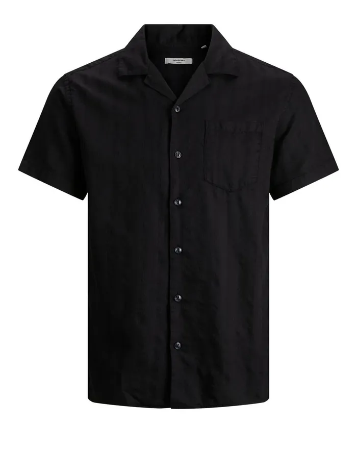 Shirts JACK and JONES Mens DOBBY RESORT SHORT SLEEVED SHIRT Black Black Online