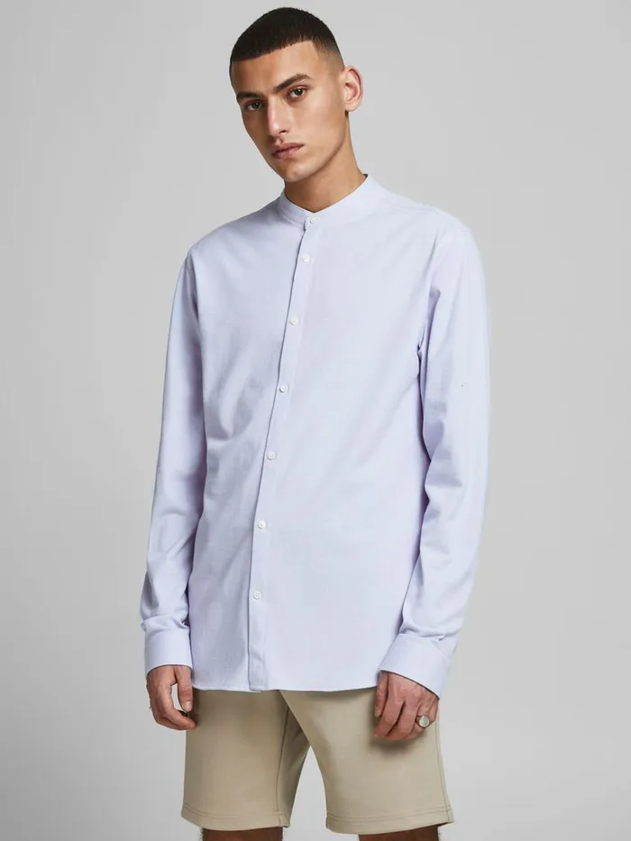 Shirts JACK and JONES Mens MANDARIN COLLAR PIQUE SHIRT Blue Cashmere Blue Gift Ideas Shirts JACK and JONES Mens MANDARIN COLLAR PIQUE SHIRT Blue Cashmere Blue Gift Ideas