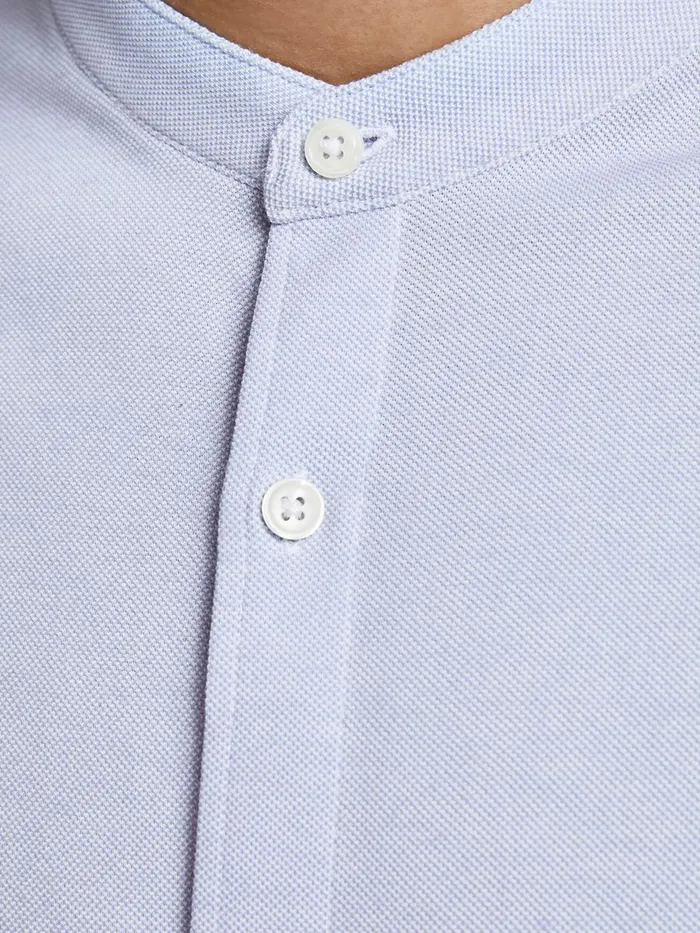 Shirts JACK and JONES Mens MANDARIN COLLAR PIQUE SHIRT Blue Cashmere Blue Gift Ideas