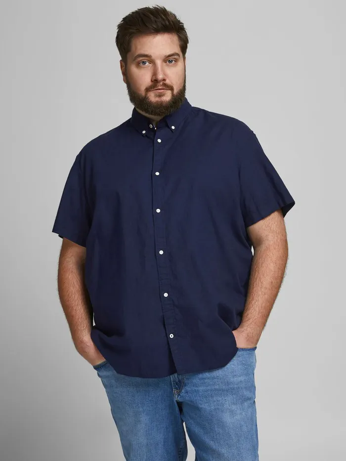 Shirts JACK and JONES Mens POPLIN BUTTONDOWN PLUS SIZE SHORT SLEEVED SHIRT Blue Navy Blazer Gift Ideas Shirts JACK and JONES Mens POPLIN BUTTONDOWN PLUS SIZE SHORT SLEEVED SHIRT Blue Navy Blazer Gift Ideas