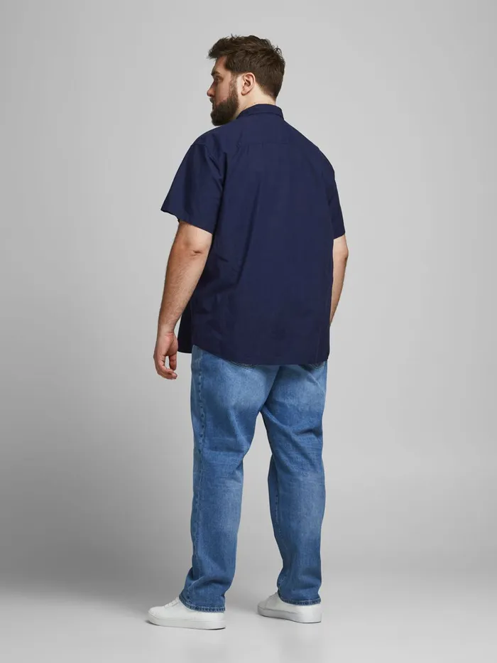 Shirts JACK and JONES Mens POPLIN BUTTONDOWN PLUS SIZE SHORT SLEEVED SHIRT Blue Navy Blazer Gift Ideas
