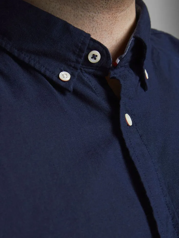 Shirts JACK and JONES Mens POPLIN BUTTONDOWN PLUS SIZE SHORT SLEEVED SHIRT Blue Navy Blazer Gift Ideas