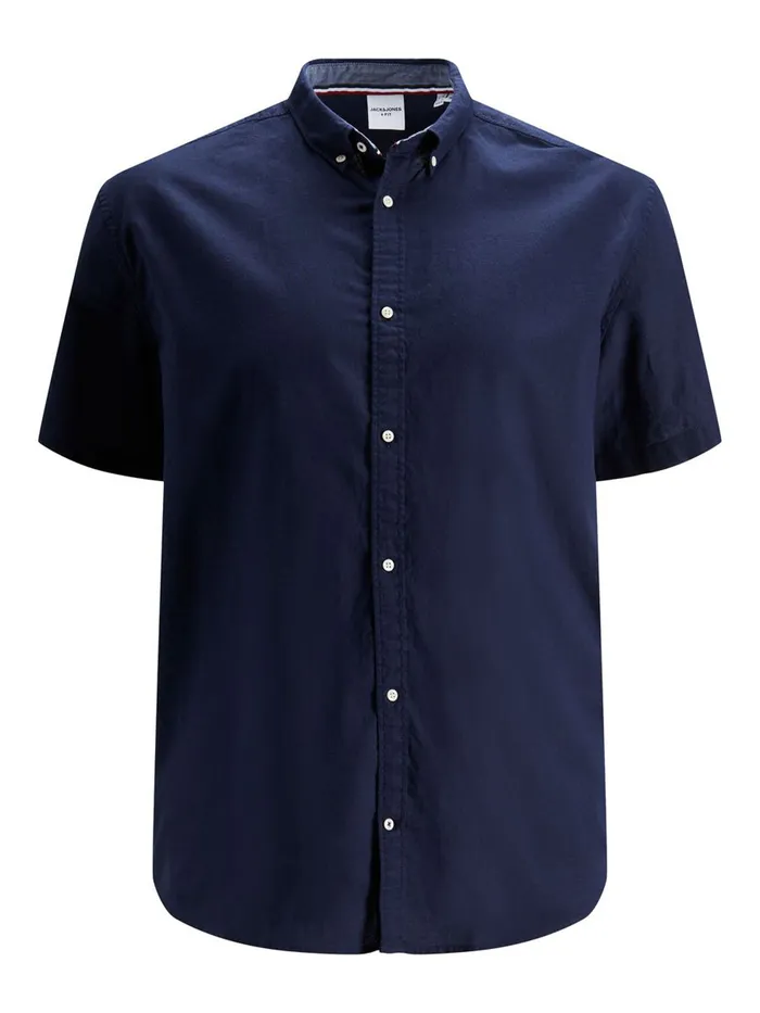 Shirts JACK and JONES Mens POPLIN BUTTONDOWN PLUS SIZE SHORT SLEEVED SHIRT Blue Navy Blazer Gift Ideas