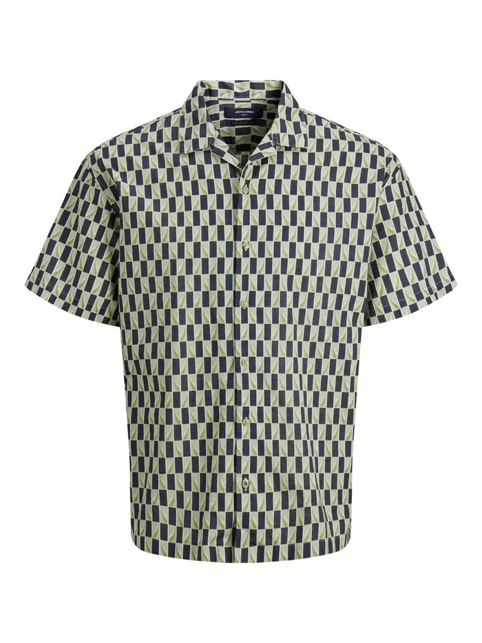Shirts JACK and JONES Mens PRINTED RESORT SHORT SLEEVED SHIRT White Cloud Dancer Gift Ideas