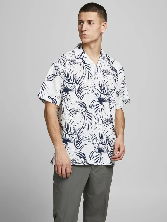 Shirts JACK and JONES Mens PRINTED SHORT SLEEVED SHIRT White Cloud Dancer For Sale Shirts JACK and JONES Mens PRINTED SHORT SLEEVED SHIRT White Cloud Dancer For Sale