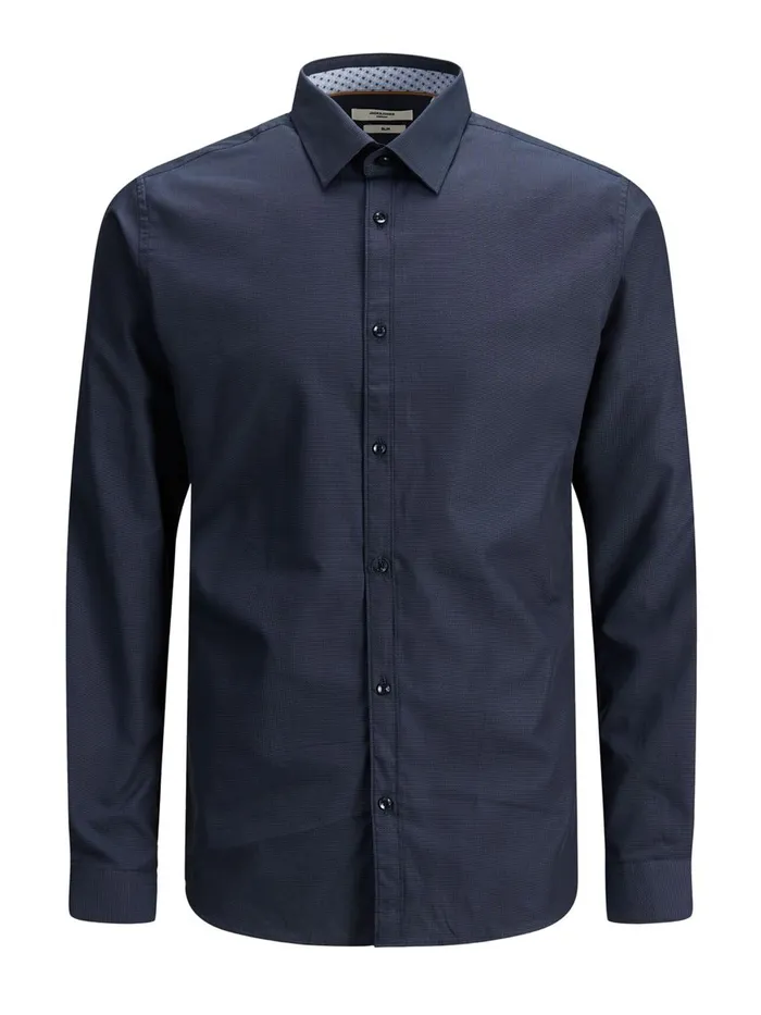 Shirts JACK and JONES Mens SLIM FIT DOBBY SHIRT Blue Navy Blazer For Sale