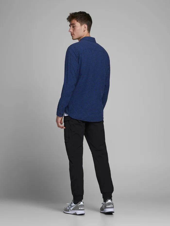 Shirts JACK and JONES Mens SLIM FIT GINGHAM CHECK SHIRT Blue Navy Blazer On Sale