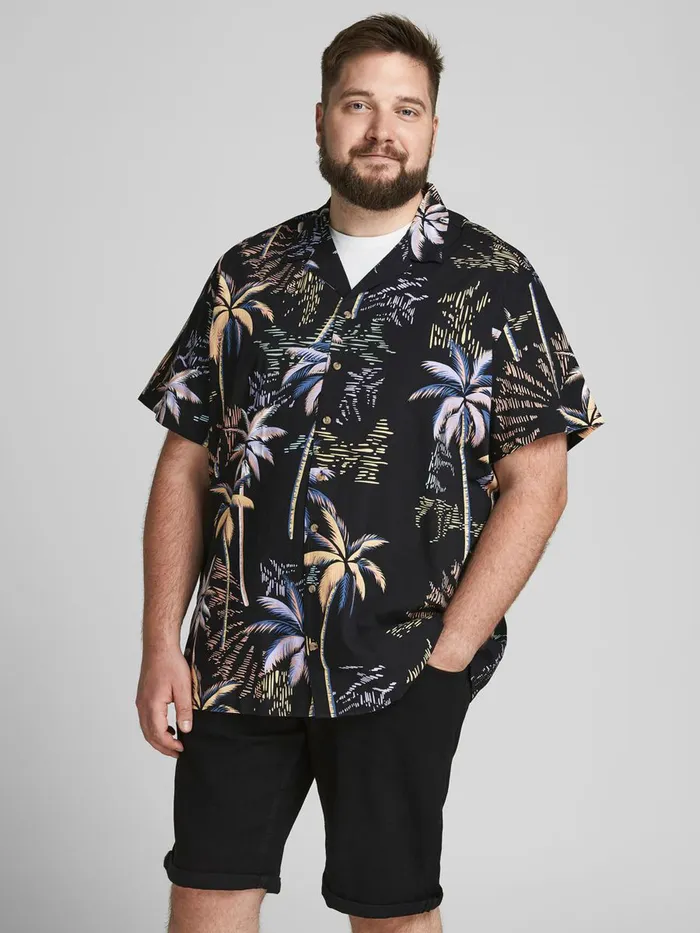 Shirts JACK and JONES Mens TROPICAL RESORT PLUS SIZE SHORT SLEEVED SHIRT Black Tap Shoe Near Me Shirts JACK and JONES Mens TROPICAL RESORT PLUS SIZE SHORT SLEEVED SHIRT Black Tap Shoe Near Me