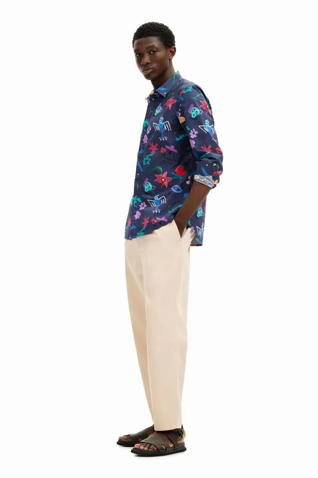 Shirts Men Desigual Floral Print Shirt Blue