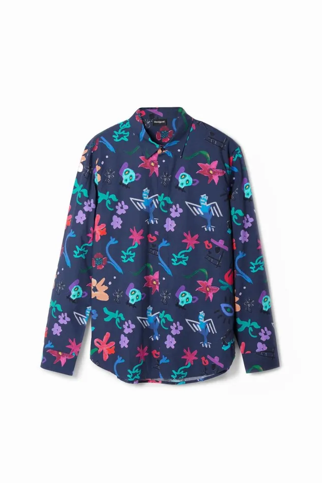 Shirts Men Desigual Floral Print Shirt Blue