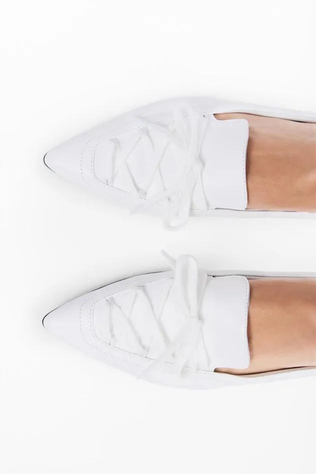 Shoes Women Desigual Maitrepierre Leather Ballet Flats White