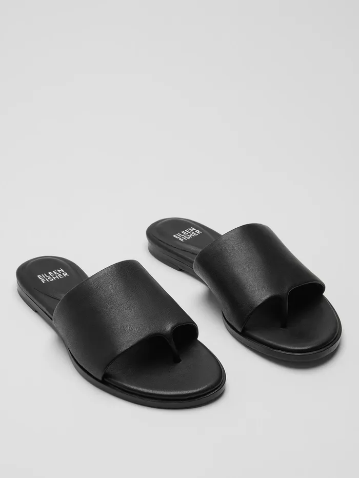 Shoes Women Eileen Fisher Edge Leather Slide Sandal Black