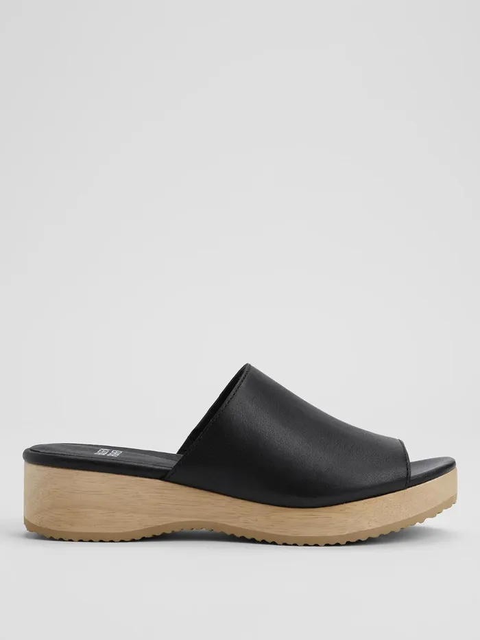 Shoes Women Eileen Fisher Novel Leather Wedge Sandal Black