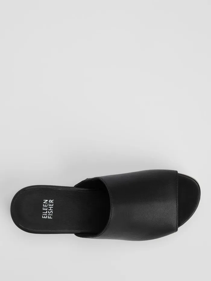 Shoes Women Eileen Fisher Novel Leather Wedge Sandal Black