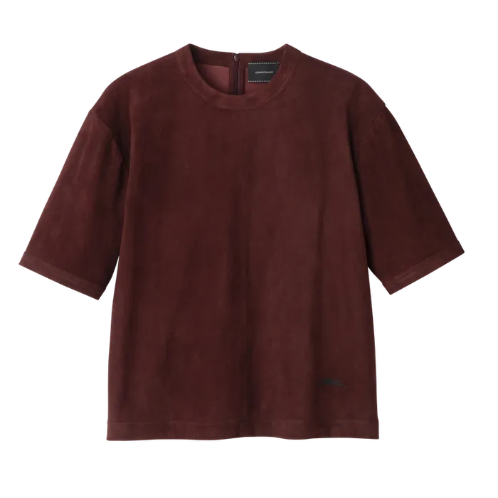 Short leather top Burgundy Women Tops and Blouses Longchamp